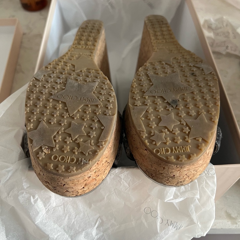 Jimmy Choo Grey Snake Print Wedge Slides - image 7